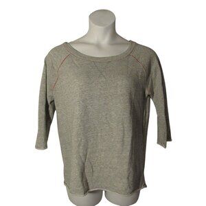Gap L Heathered Gray 3/4 Sleeve Cozy Sweatshirt Shirt Top